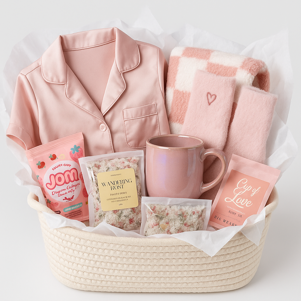 ✨ Blush & Cozy Night-In Gift Basket