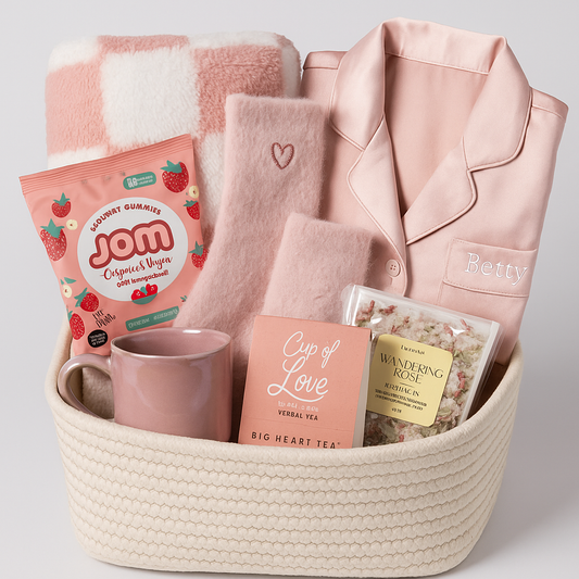✨ Blush & Cozy Night-In Gift Basket